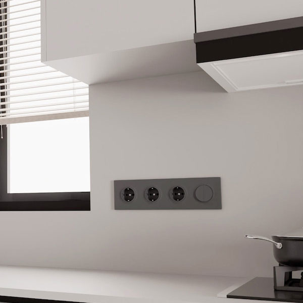 Donel D16, розетки и выключатель, цвет: матовый серый