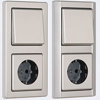 Блок: выключатель и розетка, Gira Edelstahl, Серия 21 и Серия 20, Цвет: Сталь