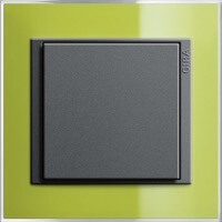 Gira Event Clear. Цвет рамки: Зеленый; Цвет вставки и клавиши: Антрацит