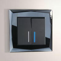 Выключатель двухклавишный Werkel Diamant с подсветкой, цвет: Черный