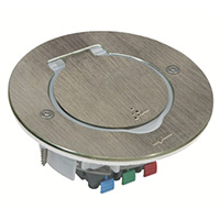 Legrand, DLP IP 44, Встраиваемый розеточный блок, цвет - нержавеющая сталь, форма - круглая.