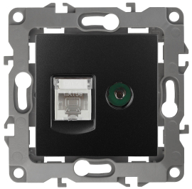 Розетка одиночная TV+RJ45
Эра 12,  телевизионная (TV),  одинарная,   цвет - антрацит,  пластмасса,  Б0027445,  12-3110-05,  ЭРА
 - PULSAL.RU