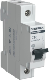 Автоматический выключатель ВА47-29 Generica, 1 полюс, 10А, C, 4,5 кА, MVA21-1-010-C-G, IEK - PULSAL.RU