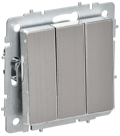 Выключатель BRITE, трехклавишный, без подсветки, цвет - никель