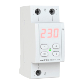 Реле контроля напряжения 1P+N с термозащитой Relay welrok, 1НО, 32А, 220В AC, D2-32 red, Welrok - PULSAL.RU