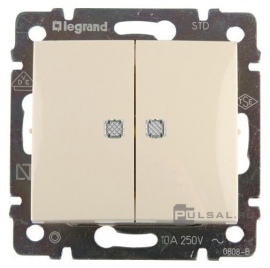 Выключатель
Valena,  двухклавишный,  с индикацией,   цвет - слоновая кость,  пластмасса,  774113,  7 741 13,  Legrand
 - PULSAL.RU