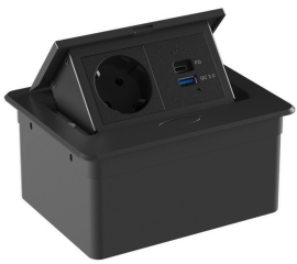 Выдвижной розеточный блок
Лючки DDSB,  для столов и мебели,  2 поста,  4 модуля,   цвет - черный,  металл,  IP 40,  DDSB4RB,  Donel
 - PULSAL.RU