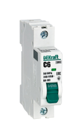 Автоматический выключатель ВА-103, 1 полюс, 6А, C, 6 кА, 12269DEK, Dekraft - PULSAL.RU