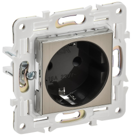 Розетка
Skandy,  со шторками,  с заземлением,  одинарная,  винтовые клеммы,   цвет - никель,  металл,  SK-R14-16-K50,  IEK
 - PULSAL.RU