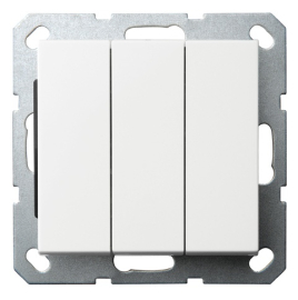 Выключатель
R1,  R2,  R3,  трехклавишный,  без подсветки,   цвет - белый глянцевый,  пластмасса,  83031W,  Wedder
 - PULSAL.RU