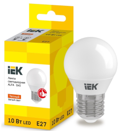 Лампа сетодиодная ALFA
светодиодная
LIGHTING,   цоколь - E27,   мощность - 10Вт,   световой поток - 900Лм,   цветовая температура - 3000К,  не диммируется,  LLA-G45-10-230-30-E27,  IEK - PULSAL.RU