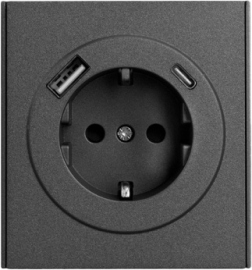 Розетка USB type-A+C, 3.0А с электрической розеткой
Miele Strong,  USB type-C 5V,  USB type-A 5V,  двойная,   цвет - графит,  пластмасса,  KR-78-0704-6,  Kranz
 - PULSAL.RU