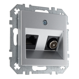 Розетка одиночная TV+RJ45
Epsilon,  Retro Liregus,  телевизионная (TV),  одинарная,   цвет - алюминий,  пластмасса,  ITVKL-1-01.E/Mt,  28-183,  LIREGUS
 - PULSAL.RU