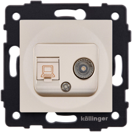 Розетка одиночная TV (тип"мама") + RJ45
Aspekt,  Eleganz,  Reflex,  телевизионная (TV),  одинарная,   цвет - золотой,  пластмасса,  REA-021GD,  Kollinger
 - PULSAL.RU