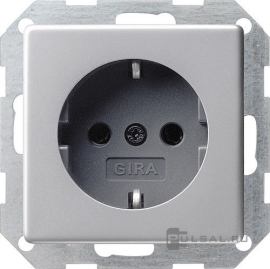 Розетка
E22,  без шторок,  с заземлением,  одинарная,  безвинтовые клеммы,   цвет - алюминий,  металл,  0188203,  0188 203,  Gira
 - PULSAL.RU