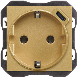 Зарядка USB type-C, 2.1А с электрической розеткой
Simon 270,  USB type-C 5V,  Электр. с USB,  одинарная,   цвет - золото матовое,  пластмасса,  20001432-095,  Simon
 - PULSAL.RU