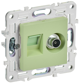 Розетка одиночная TV+RJ45
Skandy,  телевизионная (TV),  одинарная,   цвет - мятный,  пластмасса,  SK-AK20-2-K06,  IEK
 - PULSAL.RU
