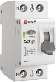 Устройство защиты от дугового пробоя (УЗДП) с автоматическим выключателем 1P+N 63А (C) 6кА EKF PROxi