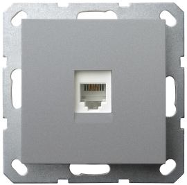 Розетка компьютерная RJ45
G series,  одинарная,   цвет - алюминий,  пластмасса,  G6105S,  Jasmart
 - PULSAL.RU