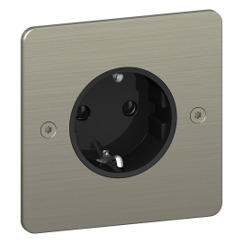 Розетка 16 А с лицевой панелью (однопостовый моноблок)
Sequence 5,  со шторками,  с заземлением,  одинарная,  безвинтовые клеммы,   цвет - никель,  металл,  IP 20,  S800057NB,  Schneider Electric
 - PULSAL.RU