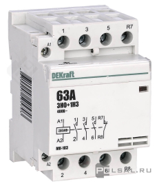 Модульный контактор МК-103, 4НО, 63А, 220В AC, 18088DEK, Dekraft - PULSAL.RU