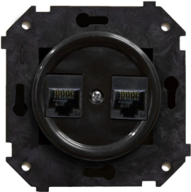 Розетка компьютерная RJ45 Cat.5 (UTP)
Шедель,  двойная,   цвет - черный,  пластмасса,  B3-302-23,  Bironi
 - PULSAL.RU