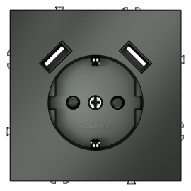 Электрическая розетка с зарядкой USB A+A, 3.2А
S70,  USB type-A 5V,  Электр. с USB,  двойная,   цвет - титан,  пластмасса,  VLS040406,  Voltum
 - PULSAL.RU