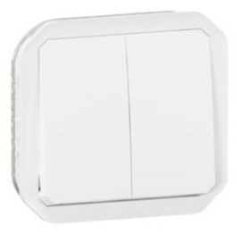 Выключатель / переключатель или кнопка НО
Plexo Nouveau,  двухклавишный,  без подсветки,   цвет - белый,  IP 55,  069625L,  0 696 25L,  Legrand
 - PULSAL.RU