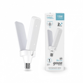 Лампа специальная "Клевер-2",  Basic,   цоколь - E27,   мощность - 15Вт,   световой поток - 1450Лм,   цвет свечения - 4000К,  не диммируется,  11732212,  Gauss - PULSAL.RU