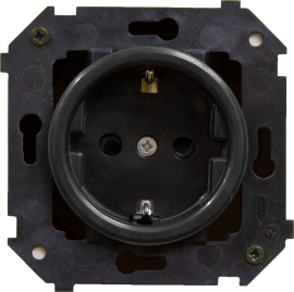 Розетка
Шедель,  без шторок,  с заземлением,  одинарная,  винтовые клеммы,   цвет - черный,  пластмасса,  B3-101-23,  Bironi
 - PULSAL.RU