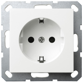 Розетка
R1,  R2,  R3,  со шторками,  без заземления,  одинарная,  винтовые клеммы,   цвет - белый глянцевый,  пластмасса,  85503W,  Wedder
 - PULSAL.RU