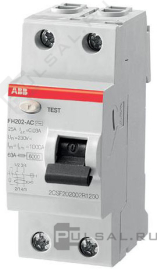 Выключатель дифференциального тока 2-модульный FH200, 2 полюса, 25А,  тип - AC, 100 мАFH202 AC-25/0,1, ABB - PULSAL.RU