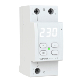 Реле контроля напряжения 1P+N с термозащитой Relay welrok, 1НО, 32А, 220В AC, D2-32, Welrok - PULSAL.RU