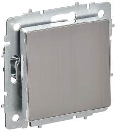 Переключатель перекрестный BRITE, одноклавишный, без подсветки, цвет - никель