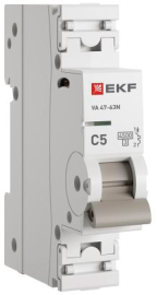 Автоматический выключатель ВА 47-63N PROxima, 1 полюс, 5А, C, 4,5 кА, M634105C, EKF - PULSAL.RU