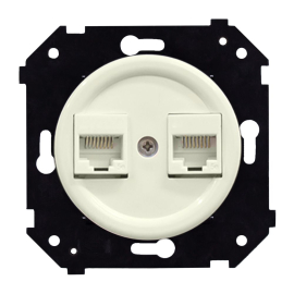 Розетка компьютерная RJ45 Cat.5 (UTP)
Шедель Бриз,  двойная,   цвет - слоновая кость матовый,  пластмасса,  B3-302-211M,  Bironi
 - PULSAL.RU