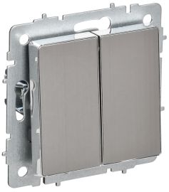 Переключатель BRITE, двухклавишный, без подсветки, цвет - никель