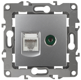 Розетка одиночная TV+RJ45
Эра 12,  телевизионная (TV),  одинарная,   цвет - алюминий,  пластмасса,  Б0027443,  12-3110-03,  ЭРА
 - PULSAL.RU