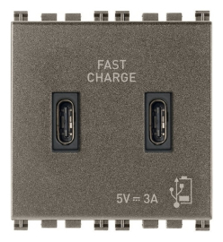 Зарядка USB type-C+C, 3А с быстрой зарядкой
Arke,  USB type-C 5V,  двойная,   цвет - металл,  пластмасса,  19295.CC.M VIM,  19295.CC.M,  Vimar
 - PULSAL.RU