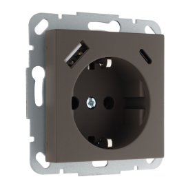 Розетка USB A+C, 3.4А с электрической розеткой
Epsilon,  Retro Liregus,  USB type-C 5V,  USB type-A 5V,  двойная,   цвет - коричневый матовый,  пластмасса,  IUK-3-01.R/ON31,  LIREGUS
 - PULSAL.RU