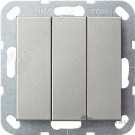 Переключатель
E2,  трехклавишный,  без подсветки,   цвет - нержавеющая сталь,  пластмасса,  2832600,  2832 600,  Gira
 - PULSAL.RU