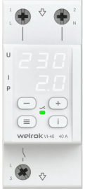 Реле напряжения с контролем тока 1P+N Relay welrok, 1НО, 40А, 220В AC, VI-40, Welrok - PULSAL.RU