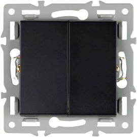 Переключатель
PRESTO,  GLARE,  VERSA,  двухклавишный,  без подсветки,   цвет - черный,  пластмасса,  043728 ARL,  043728,  Аrlight
 - PULSAL.RU