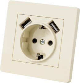 Розетка USB A+A, 2.1А с электрической розеткой
Сенеж,  USB type-A 5V,  Электр. с USB,  двойная,   цвет - слоновая кость,  пластмасса,  SQ1816-0153,  TDM
 - PULSAL.RU