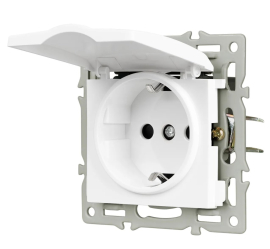 Розетка
PRESTO,  GLARE,  VERSA,  без шторок,  с крышкой,  с заземлением,  одинарная,  винтовые клеммы,   цвет - белый,  пластмасса,  IP 44,  043745 ARL,  043745,  Аrlight
 - PULSAL.RU