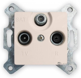 Розетка оконечная
Cariva,  телевизионная (TV),  спутниковая (SAT),  радио (R),  тройная,   цвет - слоновая кость,  пластмасса,  773737,  7 737 37,  Legrand
 - PULSAL.RU