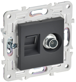 Розетка одиночная TV+RJ45
Skandy,  телевизионная (TV),  одинарная,   цвет - титан,  пластмасса,  SK-AK20-2-K48,  IEK
 - PULSAL.RU