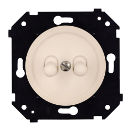 Кнопка тумблерная
Шедель Бриз,  двухклавишный,   цвет - песочное золото матовый,  пластмасса,  B3-232-24M-PB,  Bironi
 - PULSAL.RU