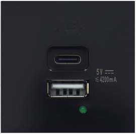 Зарядка USB 4.2A 
Лючки DDSB,  Лючки DFB,  USB type-C 5V,  USB type-A 5V,  двойная,   цвет - черный,  пластмасса,  DUSB4200ANCF,  Donel
 - PULSAL.RU
