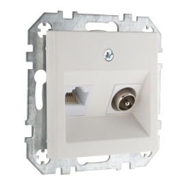 Розетка одиночная TV+RJ45
Epsilon,  Retro Liregus,  телевизионная (TV),  одинарная,   цвет - белый матовый,  пластмасса,  ITVKL-1-01.R/WWM,  LIREGUS
 - PULSAL.RU